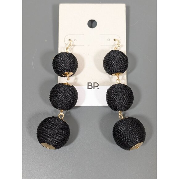 Nordstrom Jewelry - Nordstrom BP Black Round Stacked Bead Bold Statement Earrings Boho Runway